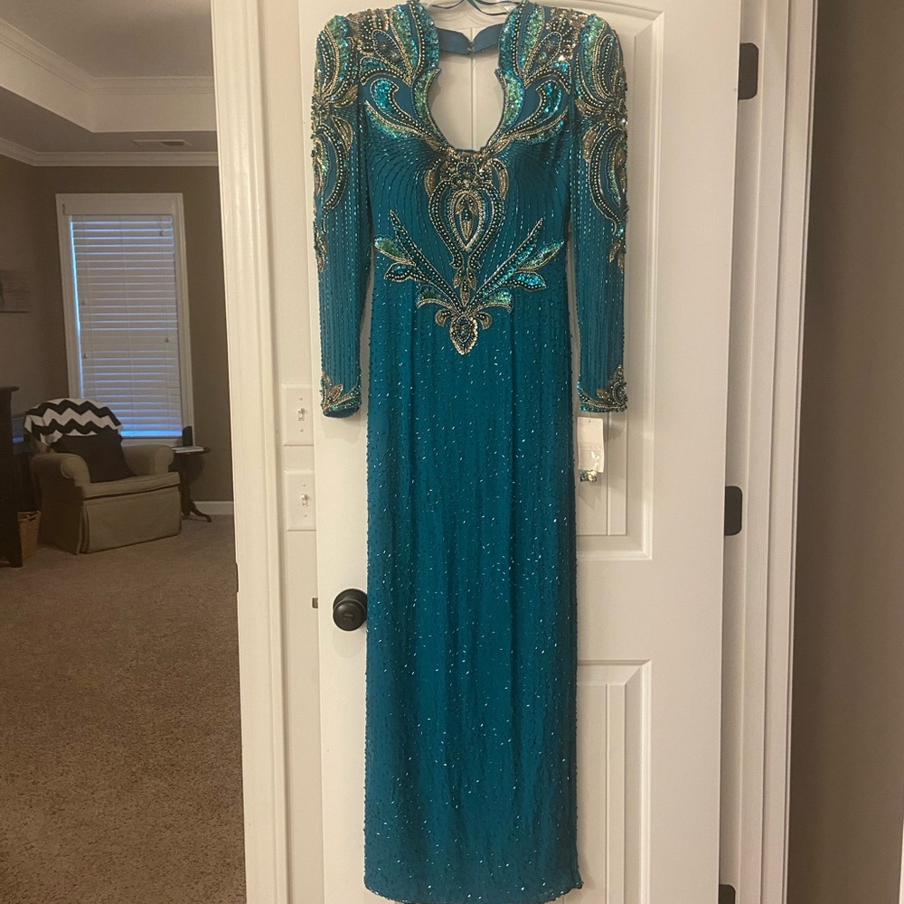 New vintage beaded sequined gown prom costume sz 0